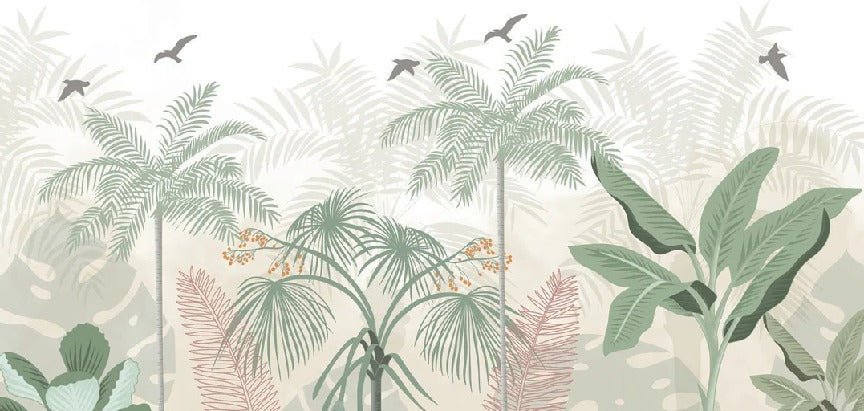 Papier peint panoramique jungle pastel, XXL, tendance