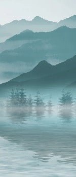 Papier peint entre montagne et lac, XXL, tendance