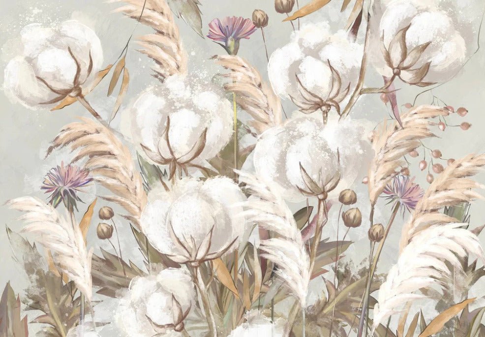 Papier peint panoramique fleur coton, XXL, tendance