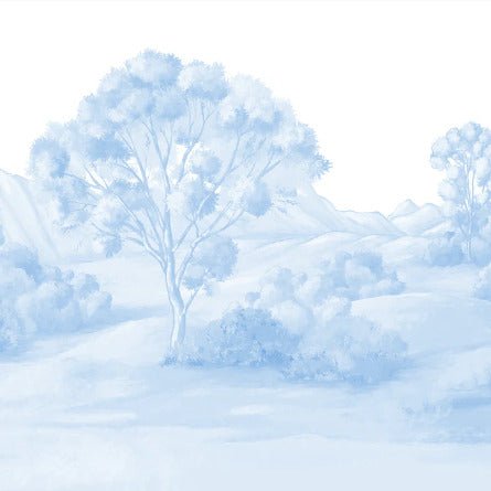 Papier peint paysage poétique bleu