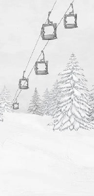 Carta da parati in bianco e nero per gondola di montagna