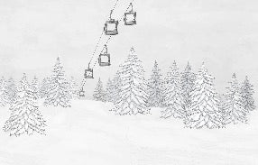 Carta da parati in bianco e nero per gondola di montagna