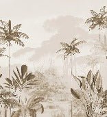 Carta da parati panoramica della giungla eden seppia