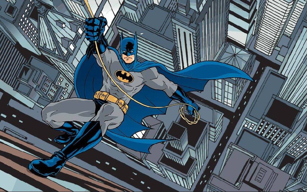 Fototapete Panorama Held batman Comic klettern tower city