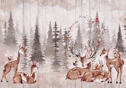 Papier peint chambre enfant douces biches, XXL, tendance