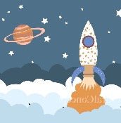 Papier peint chambre enfant fusée univers espace
