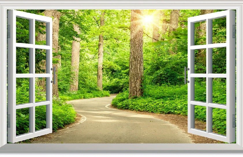 Papier peint trompe l’œil balade en forêt, XXL, tendance