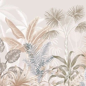 Papier peint panoramique jungle terracotta, mural concept, tendance