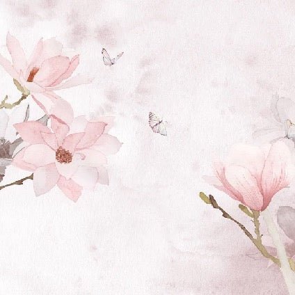 Papel pintado acuarela magnolia rosa