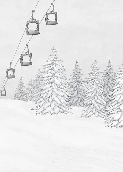 Carta da parati in bianco e nero per gondola di montagna
