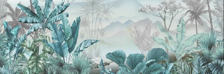 Carta da parati blu tropicale di tendenza