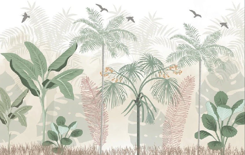 Papier peint panoramique jungle pastel