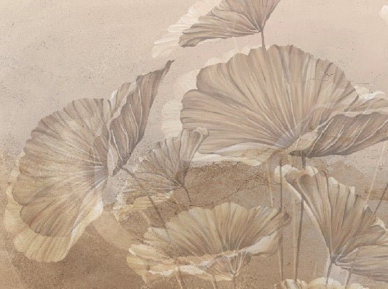 Papier peint panoramique lotus sepia
