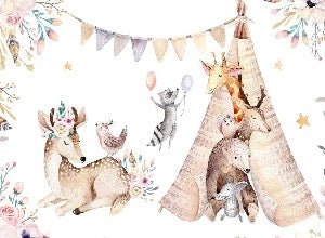 Papier peint panoramique chambre enfant craquant animaux