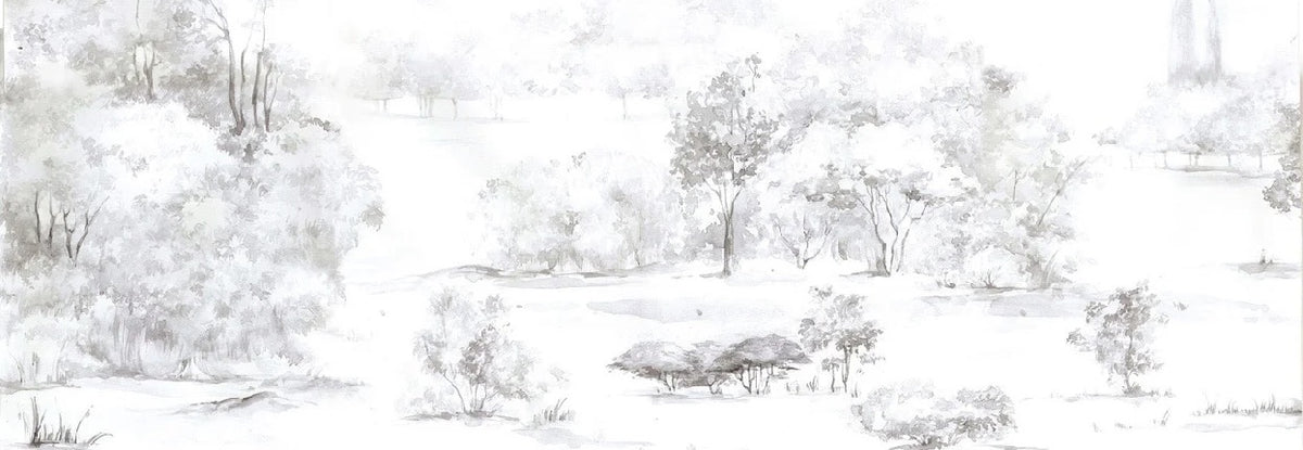 Papel pintado Bosque de pinos en acuarela