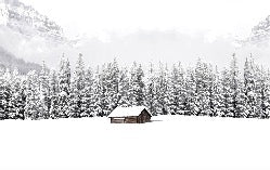 Panoramic mountain chalet wallpaper