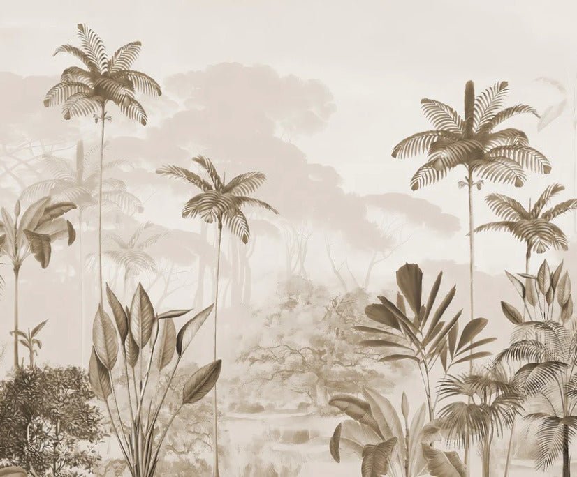 Papier peint panoramique jungle eden sépia, XXL, tendance