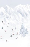 Tapete Berg Skifahrer bunt
