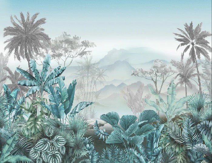 Papier peint tendance tropical bleu, XXL, tendance