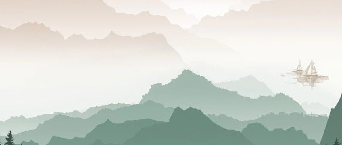 Papier peint montagne dans brume terracotta