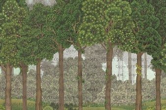 Large trees illustrated wallpaper