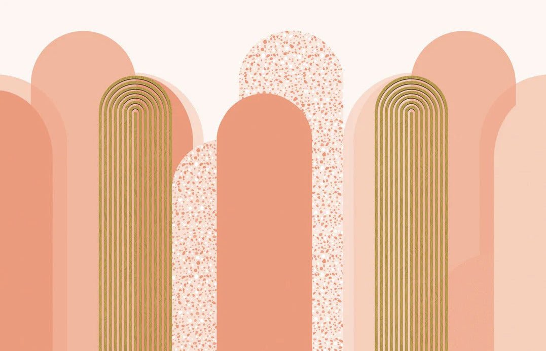 Papier peint Art déco graphique tendance rosé, XXL, tendance