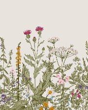 Papel pintado romántico de flores botánicas folclóricas