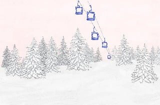 Papier peint télécabine bleuet
