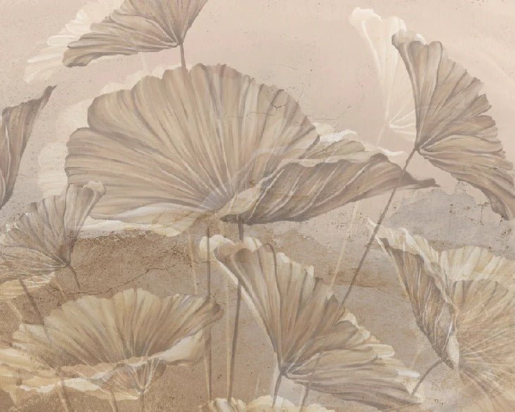 Papier peint panoramique lotus sepia