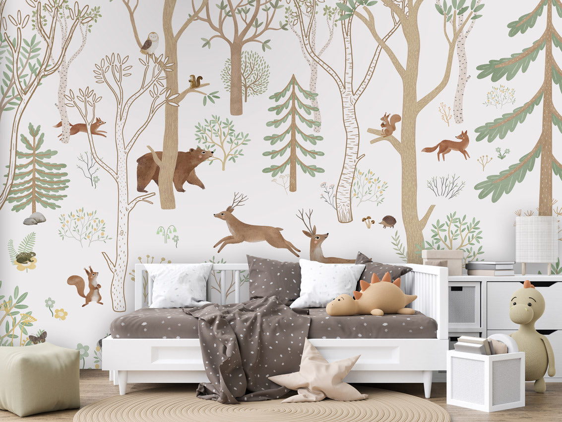 Papier peint enfant - Forêt animée - Muralconcept
