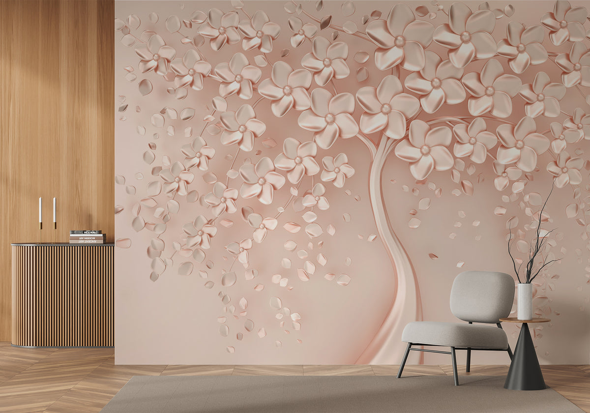 Papel pintado Árbol 3D Rose Gold