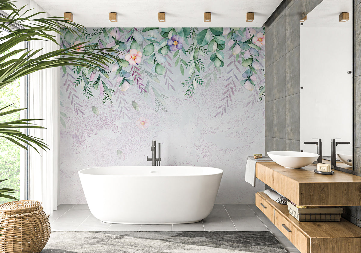 Papel pintado baño romántico