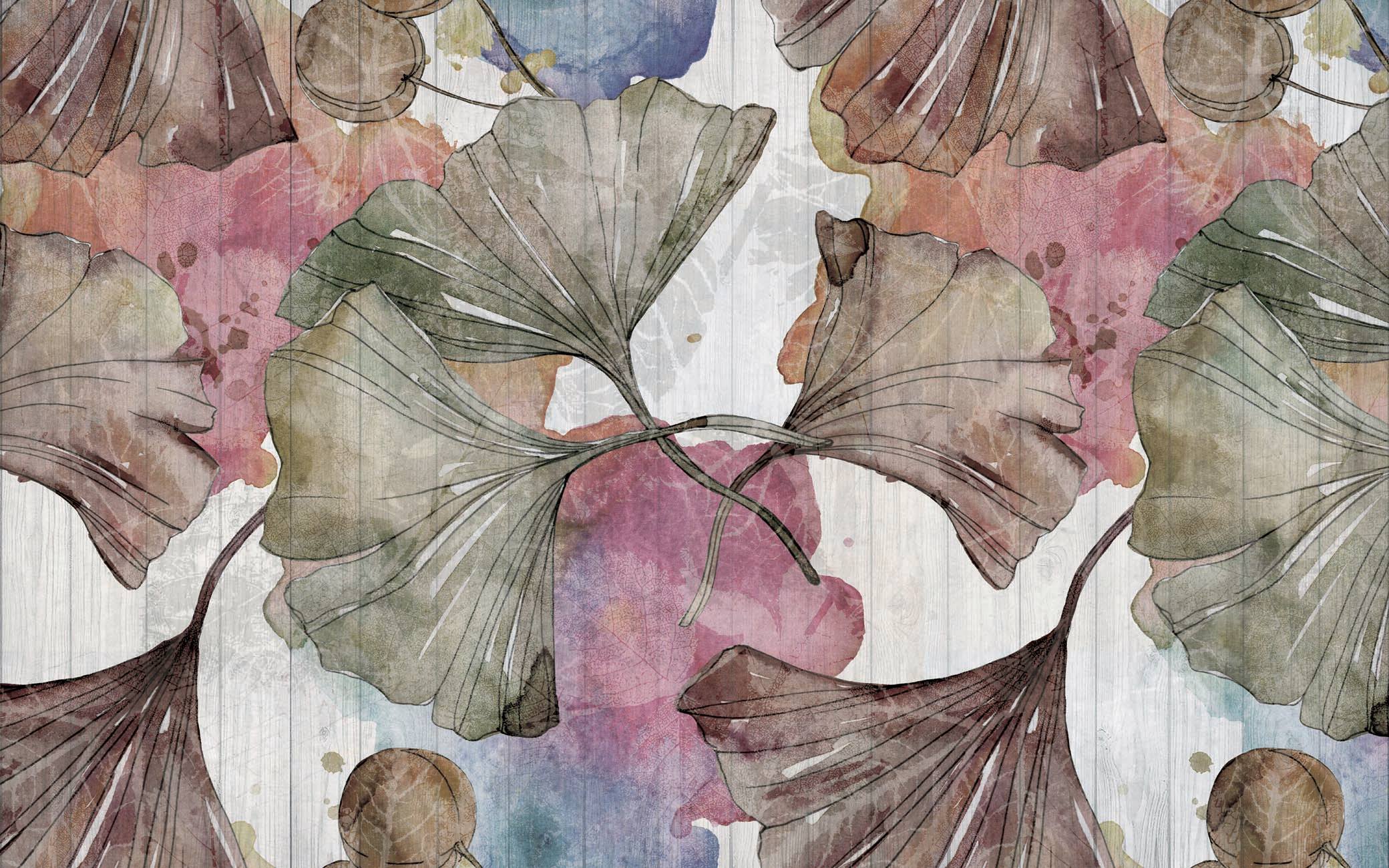 Papier peint salle de bain ginkgo Japon Zen, XXL, tendance