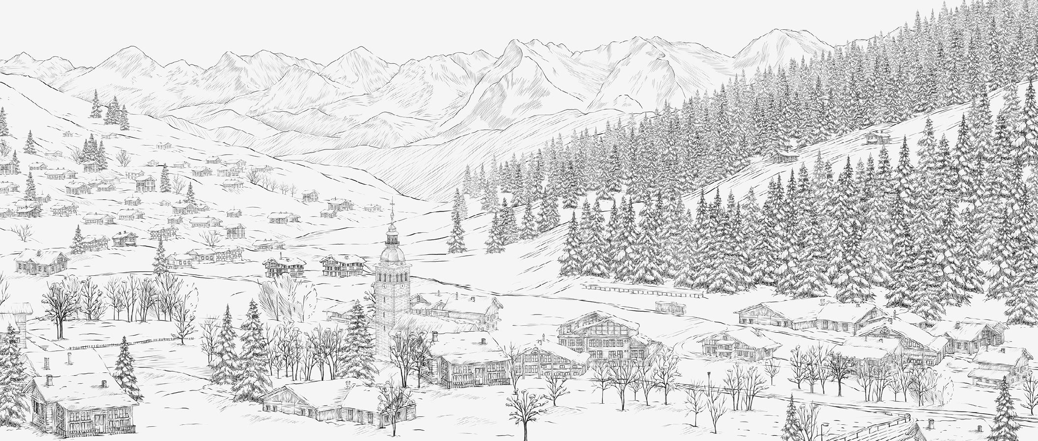 Papier peint panoramique montagne - Le Grand-Bornand paysage alpin - Muralconcept