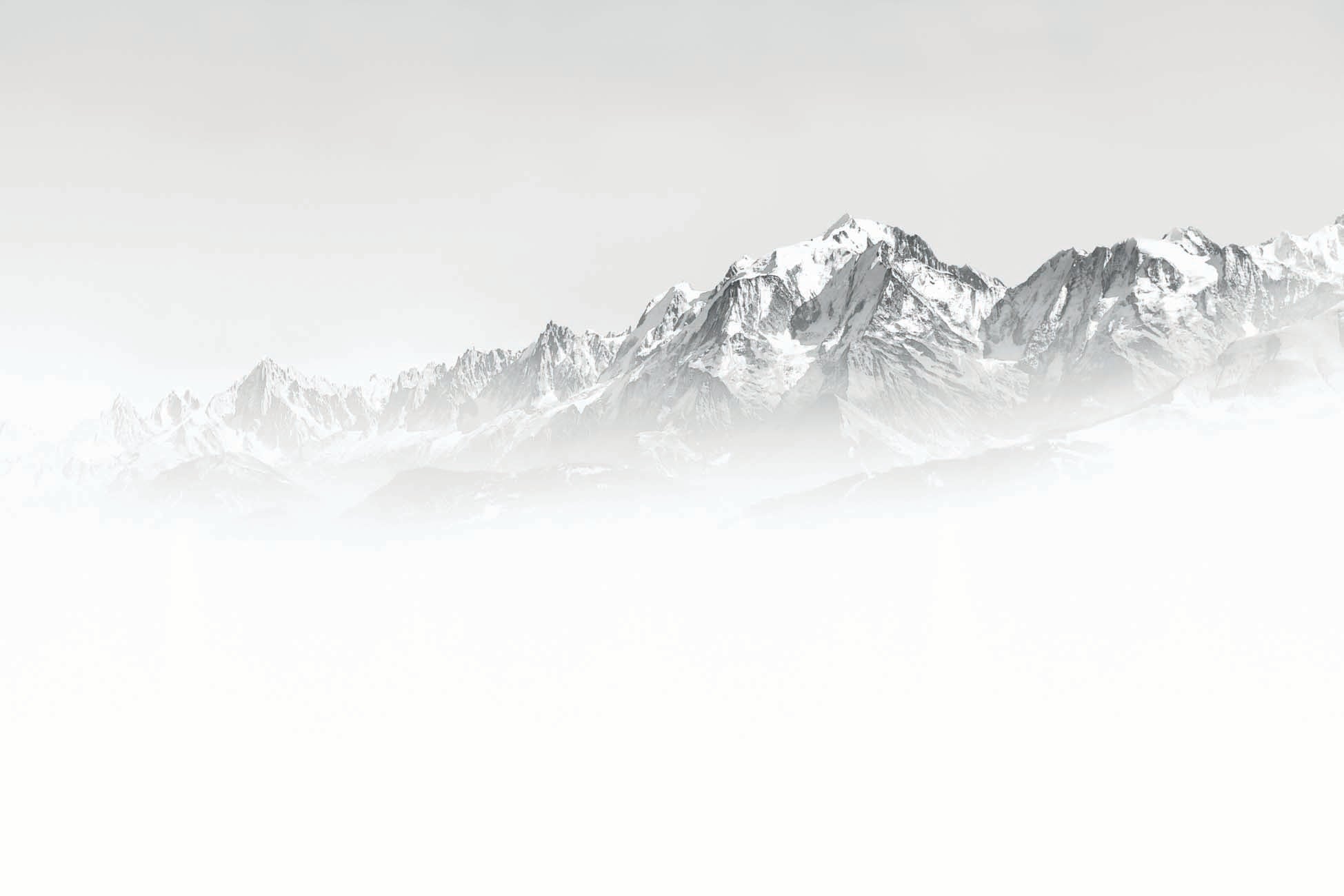 Papier peint bureau Mont Blanc dans la brume noir & blanc, XXL, tendance