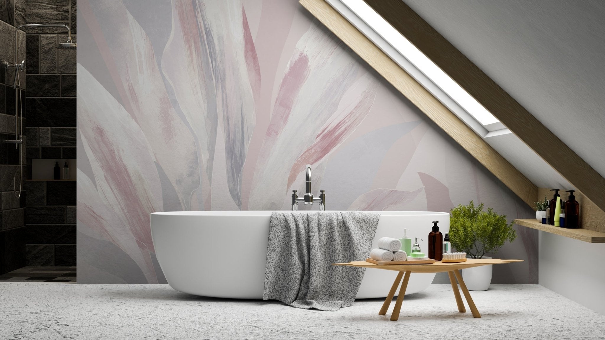 Powder pink floral wallpaper