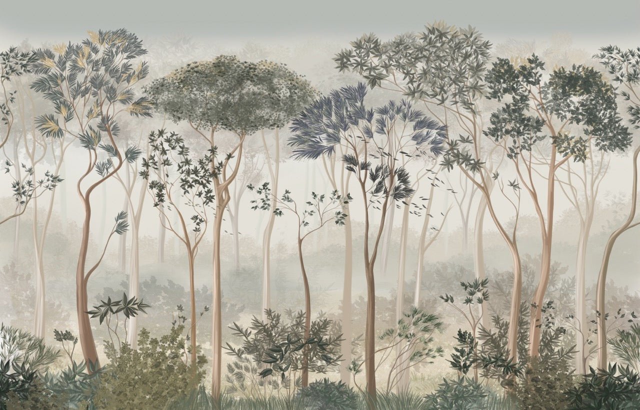 Papier peint panoramique silhouette forest – Pins Signature - Muralconcept