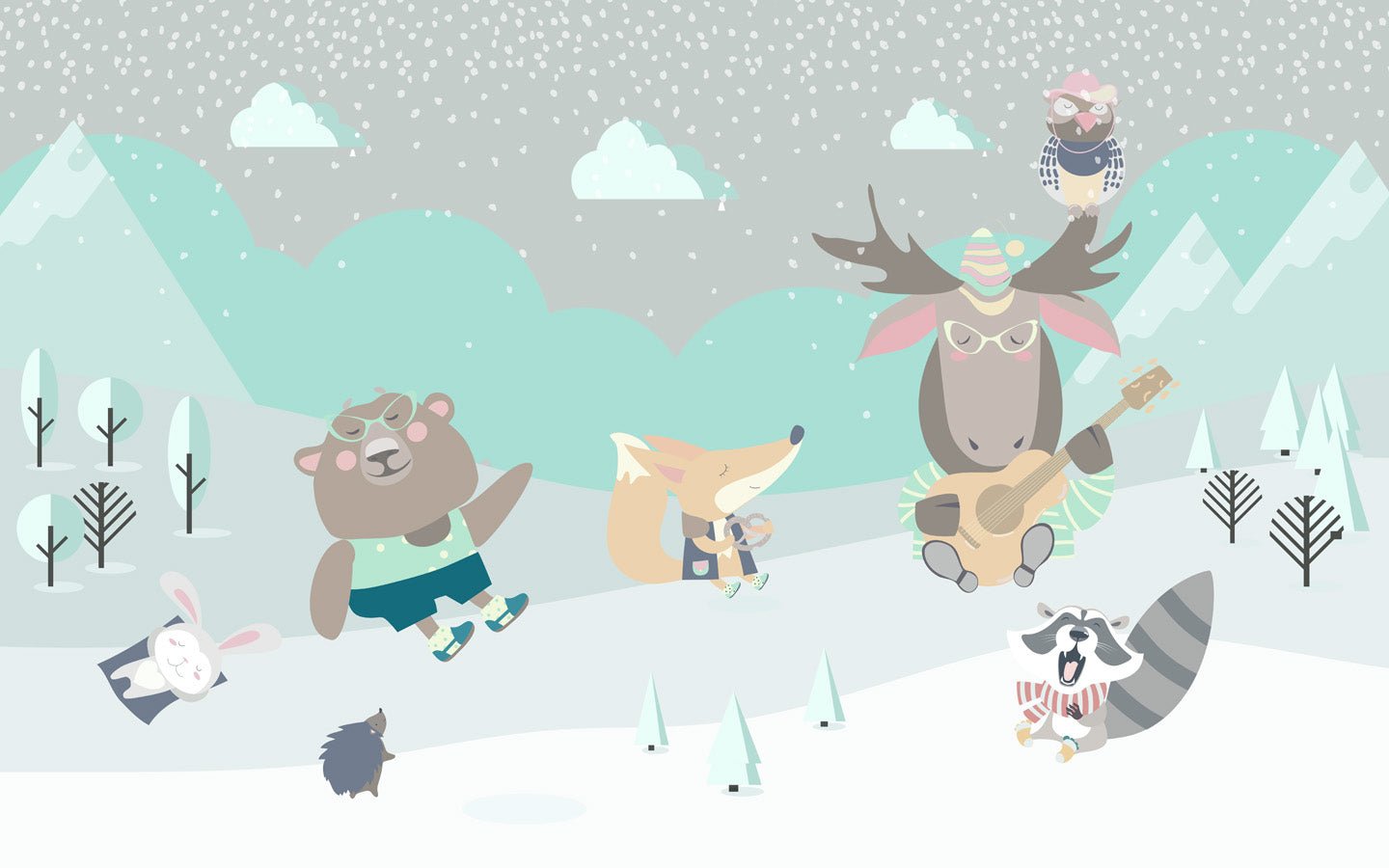 Papier peint enfant Renard, mural concept, tendance