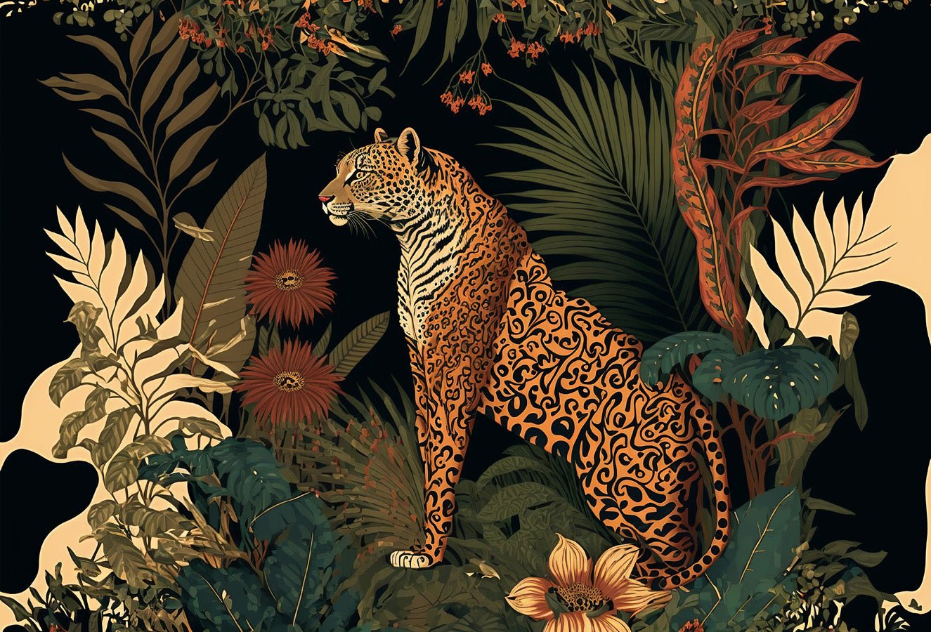 Papier peint exotique tigre, mural concept, tendance