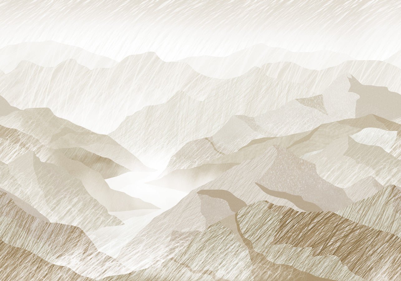 Papier peint illustration montagnes sépia, mural concept, tendance