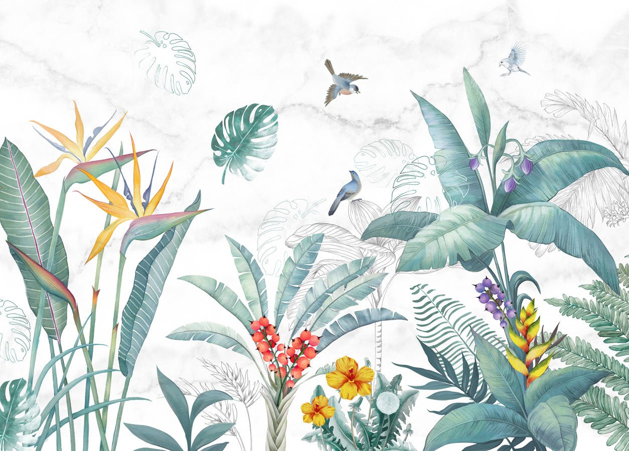 Papier peint wc Végétal & Bird, mural concept, tendance