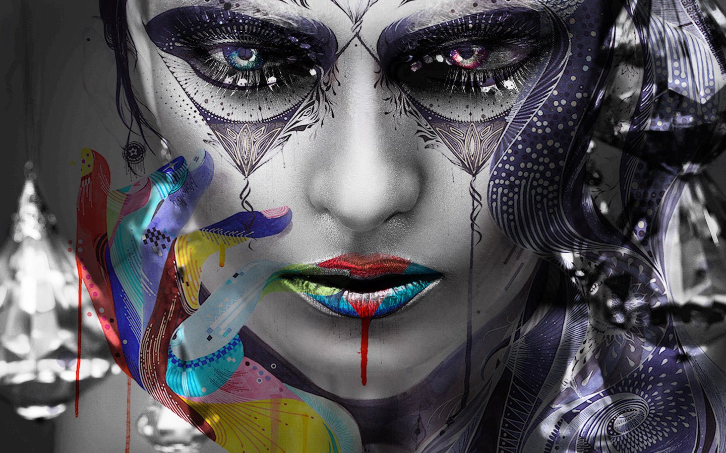 Papier peint Panoramique Visage Ethnique Graffiti, mural concept, tendance