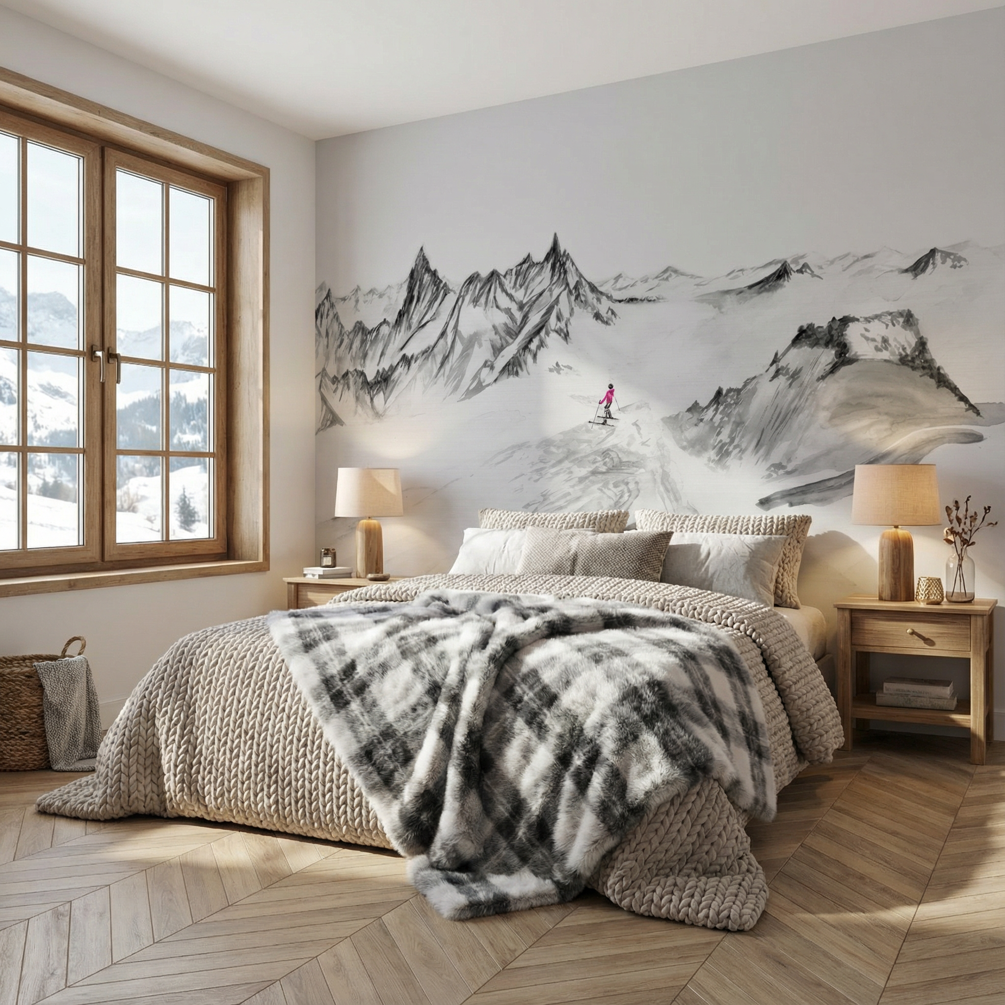 Papier peint panoramique Aiguilles du midi - Vallée blanche