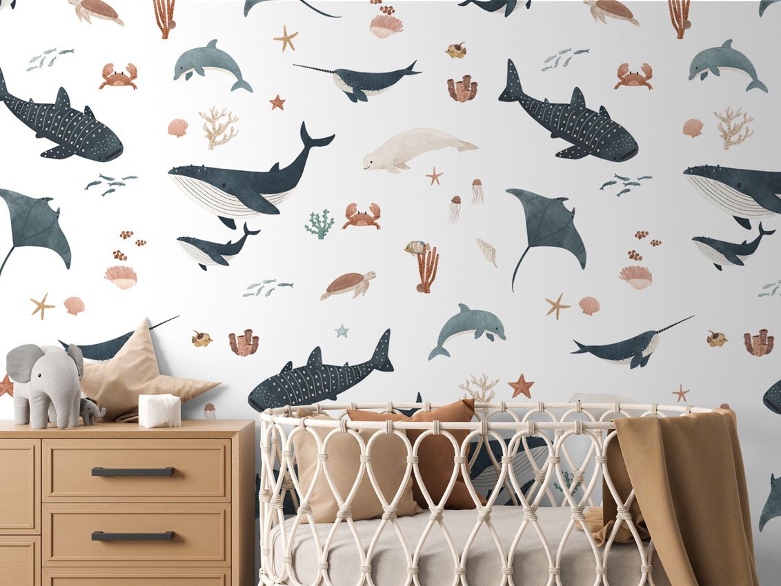 Papier peint à motif pour enfant. Comptine de l'ocean - Muralconcept