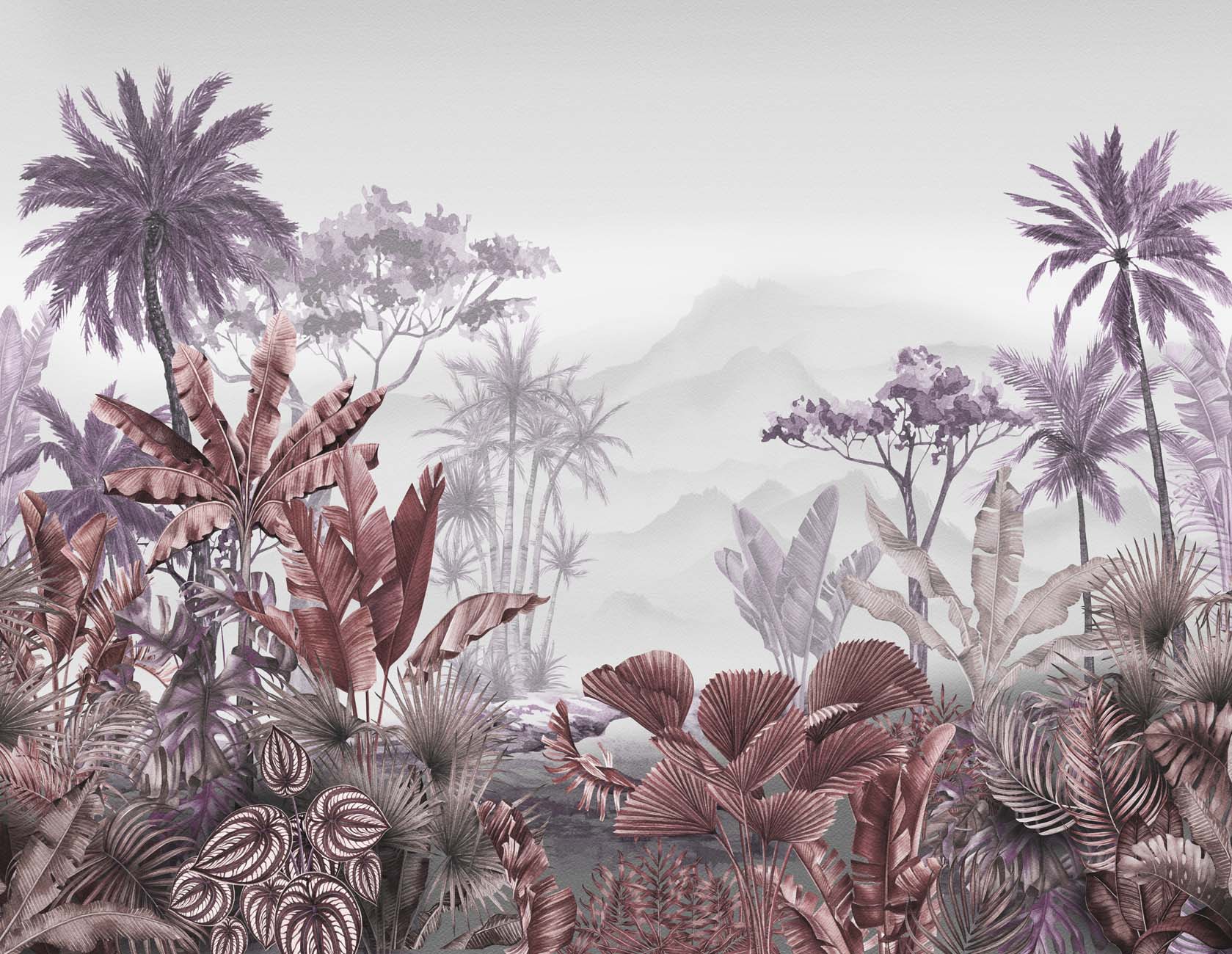 Papier peint toilette tendance tropical violet, XXL, tendance