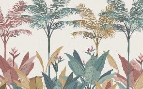 Colorful jungle panoramic wallpaper