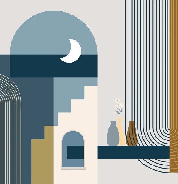 Papier peint arche bleu graphique, XXL, tendance