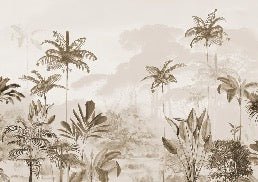 Panoramic jungle eden sepia wallpaper