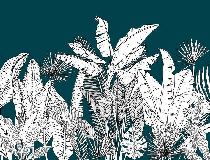 Panorama-Tapete botanic leaf grün