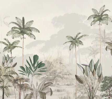 Papier peint panoramique jungle eden vert
